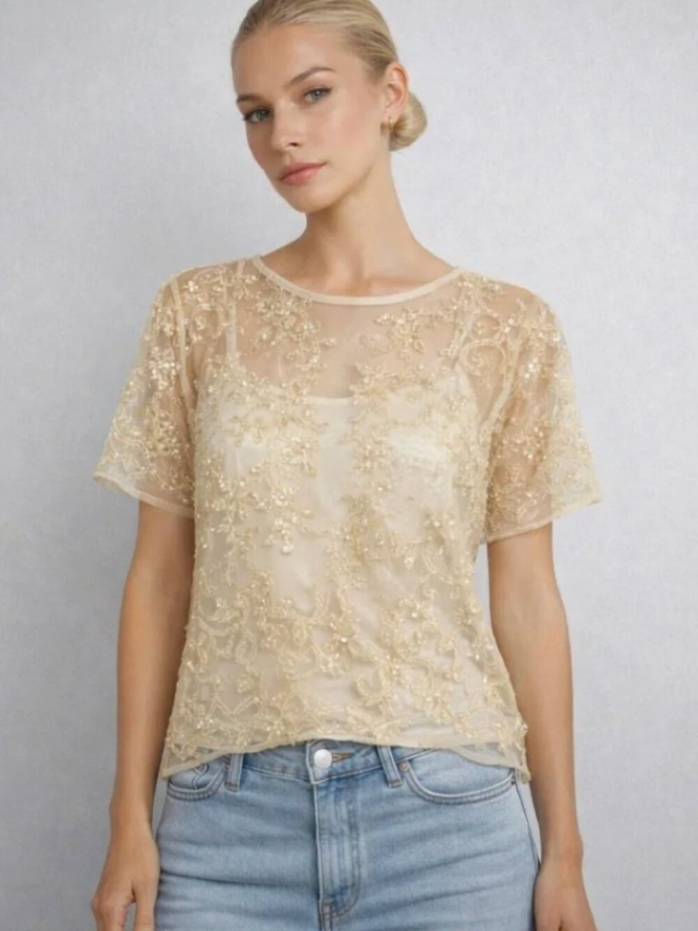 NWT Forever 21 Embroidered Lace Top